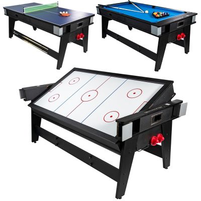 4-IN-1 MULTIGAMING-TISCH: BILLARD-TISCH, TENNISANSCHLUSS, ESSTISCH 189 x 94,1 x 81,3 cm ENERO