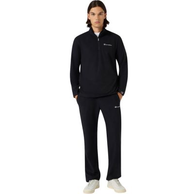 5. Champion Herren-Fleece-Sweatshirt mit halbem Reißverschluss, Schwarz, 220446 KK001
