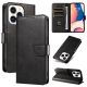 3. Leather Book Case für iPhone 16 Pro – Schwarz