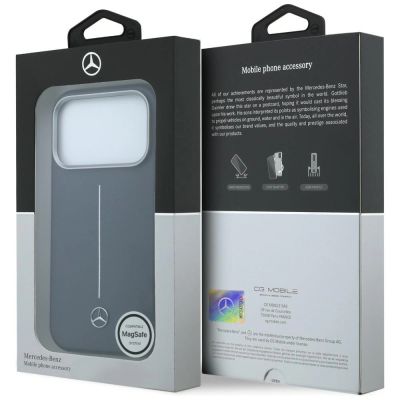 8. Mercedes Leder-Halbhülle mit ikonischer Linie und MagSafe-Funktion für iPhone 17 Pro Max – Marineblau