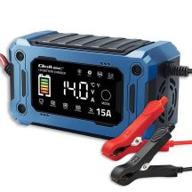 QOLTEC Ladegerät 12V 15A | Gleichrichter für AGM-, Gel- und LiFePO4-Akkus | LCD