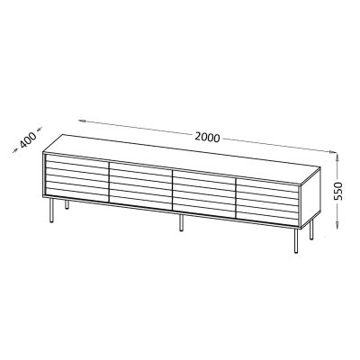 4. 4D CORTINA TV-Schrank 200x40x55 schwarz