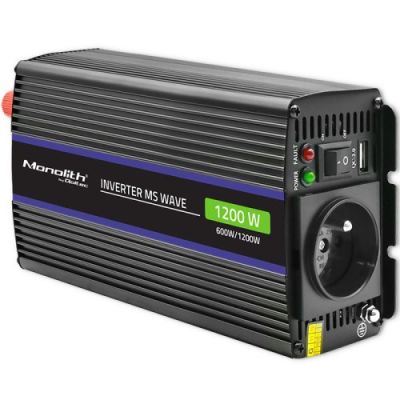 8. QOLTEC Spannungswandler Monolith 1200 MS Welle | 12 V auf 230 V | 600/1200 W | USB