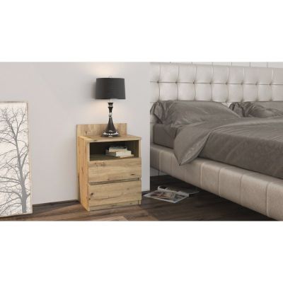 4. M1 MALWA NACHTTISCH 2 SCHUBLADEN 1 ABLAGE ARTISAN