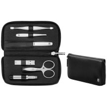 Zwilling Twinox Reise-Set – schwarzes Lederetui, 6-teilig – Schwarz