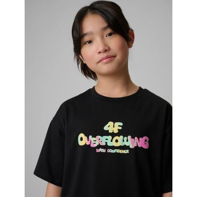5. Locker geschnittenes Mädchen-T-Shirt mit Aufdruck 4F 4FJRSS26TTSHF4137-020S