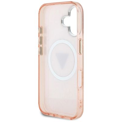 7. Guess IML Metal Glitter 4G Circle Triangle MagSafe Hülle für iPhone 16 - Pink