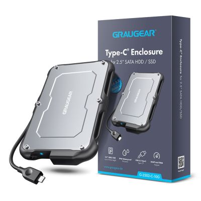 2. GRAUGEAR G-2502-C-10G Festplattengehäuse HDD/SSD-Gehäuse Schwarz, Stahl 2,5"