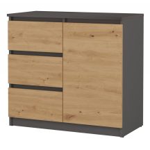 Kommode mit 1 Tür und 3 Schubladen, Anthrazit/Artisan-Set