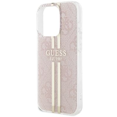 6. Guess IML 4G Gold Stripe Hülle für iPhone 15 Pro – Rosa