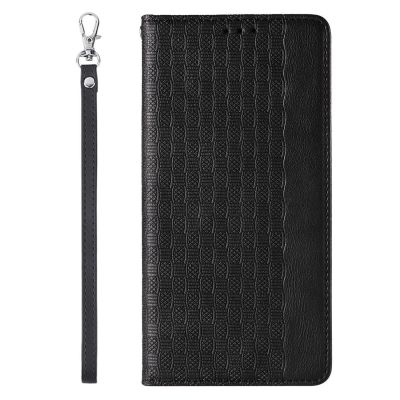 5. Magnet Strap Case für Samsung Galaxy S23+ Flip Wallet Mini Lanyard Stand Schwarz