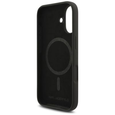 7. Karl Lagerfeld Silikon-Hülle Karl&Choupette Ring MagSafe für iPhone 17 - Schwarz