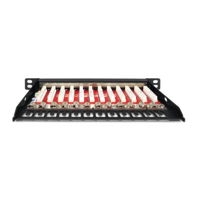 4. Digitus Patchpanel CAT 6A Slim, geschirmt, 12-Port, 0,5 HE, 10", Schwarz
