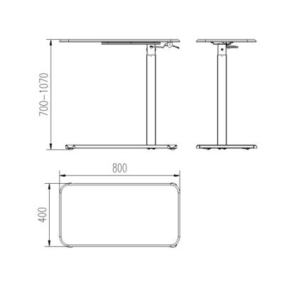 Schreibtisch/Tisch mit verstellbarer Höhe, Laptoptisch, schwarz