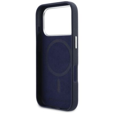 7. Karl Lagerfeld Karl & Choupette Head Pins Saffiano MagSafe Hülle für iPhone 17 Pro Max - Blau