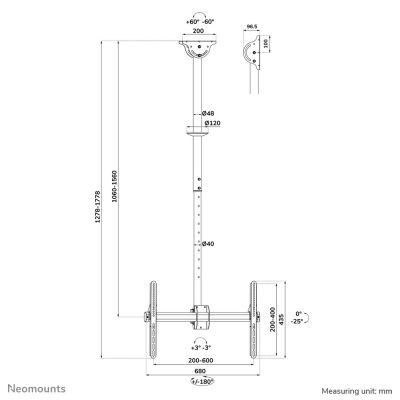 16. Deckenhalterung für 37-70 Zoll Fernseher, Modell CL35-440BL16L Neomounts