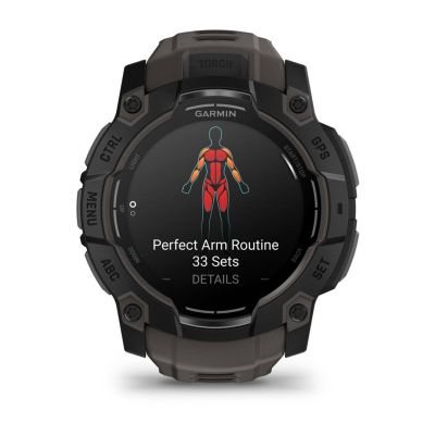 3. Garmin Instinct 3 – 50 mm AMOLED-Uhr, schwarz mit mattschwarzem Armband