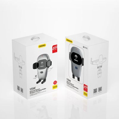 5. Dudao Automatische Autohalterung mit integriertem kabellosen Qi-Ladegerät 15 W, Grau (F20xs)