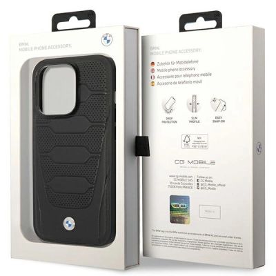 8. Hülle BMW BMHMP14L22RPSK iPhone 14 Pro 6.1" schwarz/schwarz Ledersitze Muster MagSafe