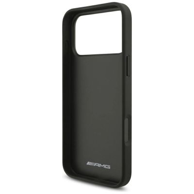 7. Mercedes AMG Lederhülle mit geprägtem Logo für iPhone 18 Pro Max / 17 Pro Max – Schwarz
