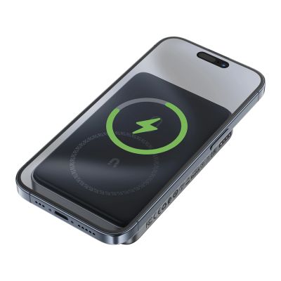 3. Acefast M10 magnetische Powerbank 2x USB-C PD 30W mit 15W induktivem Laden und USB-C-Kabel - Schwarz