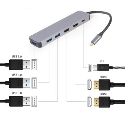 GEMBIRD MULTI-ADAPTER USB TYP-C 3-IN-1 SILBERNER HUB USB, HDMI, PD (100W)