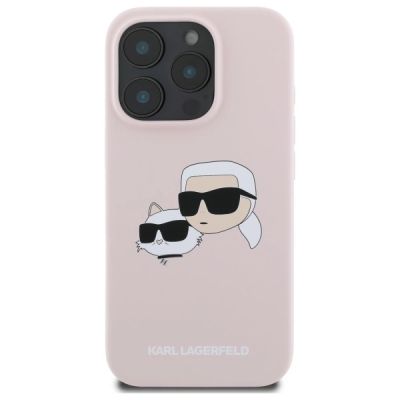 3. Karl Lagerfeld Silikon Nauble Heads Print MagSafe Case für iPhone 16 Pro Max - Pink
