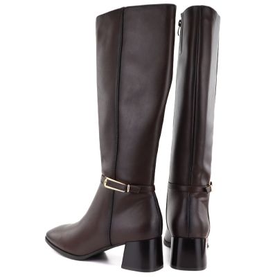 5. Braune Damen-Lederstiefel mit hohem Absatz, Sergio Leone KZ-31-S