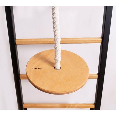 26. Turnwandbarren aus Holz und Metall mit Holzstange und Zubehörbank K 221B A076
