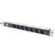 Digitus PDU 19" Rackmount-Steckdosenleiste, 7 Schuko-Steckdosen, 2,0 m, 1 Unischuko-Stecker, 16 A, Ein/Aus-Schalter, Überlastschutz, Aluminiumprofil
