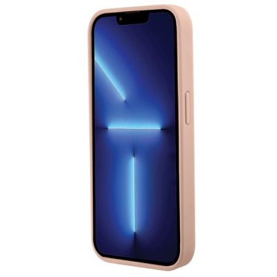 6. Guess Croco Triangle Metal Logo Hülle für iPhone 15 Pro – Rosa
