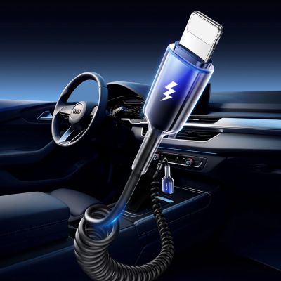 3. Joyroom S-A43 Crystal-Clear Serie 3A USB-A – Lightning Spiralkabel 1,5 m – Schwarz