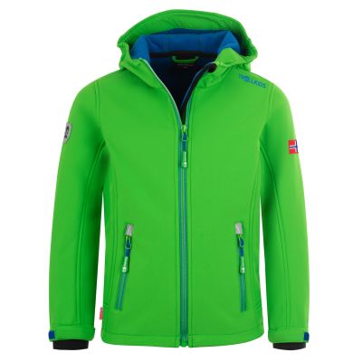TrollKids Kids Trollfjord Jacket hellgrün/mittelblau winddichte Softshelljacke (161-304)