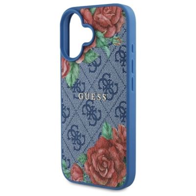 6. Guess GUHMP16SP4ROPEMCB iPhone 16 6,1" blau/blaues Hardcase 4G Flowers Print MagSafe