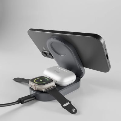 6. SBS 3-in-1 Faltbare kabellose Ladestation QI2 MFI – Made for iPhone – Schwarz