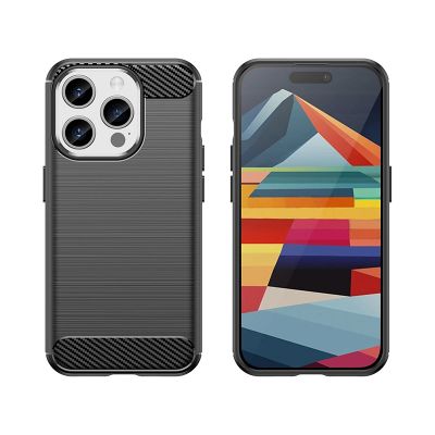 6. Flexible Carbon-Musterhülle für iPhone 15 Pro Carbon Case – Schwarz