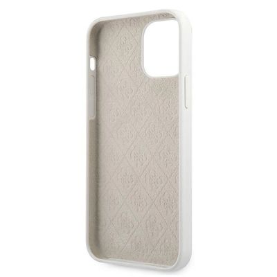 7. Guess, GUHCP12SLSLMGWH iPhone 12 mini 5,4" weiß/weißes Hardcase Metall-Logo-Schriftzug