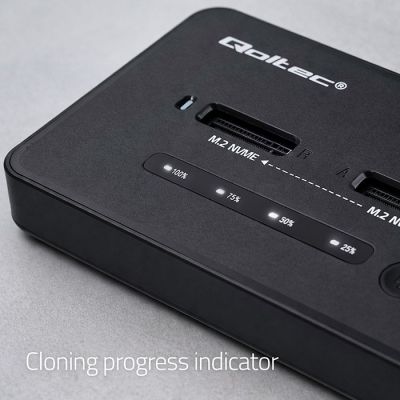17. Qoltec M.2 NVMe SSD-Dockingstation | PCIe | USB-C | 20 Gbit/s | Dual 2 x 8 TB | Offline-Klonen