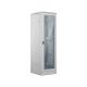 42HE-Schrank (800 x 800 mm), Glastür vorne, massive Metalltür hinten, abschließbar, 4 tragende Träger, Sockel inklusive, zur Selbstmontage, grau, ALANTEC