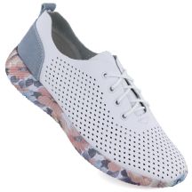 Weiße Damen-Lederschuhe mit Lochmuster, Artiker 58C0586