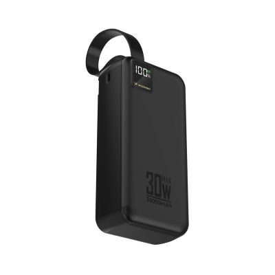 3. Wozinsky W8-W 30000 mAh 30W Powerbank mit 2x USB-A und USB-C Anschlüssen und Taschenlampe – Schwarz