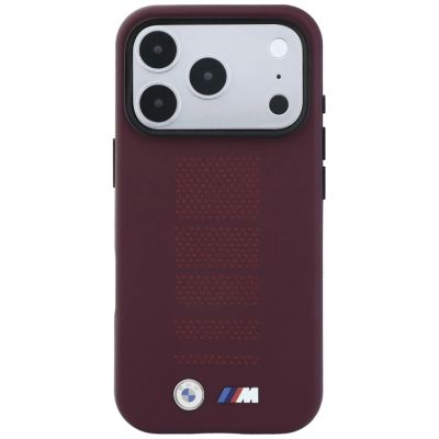 3. BMW M Blue Perfo Metal Logo MagSafe Hülle für iPhone 18 Pro Max / 17 Pro Max - Burgunderrot