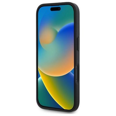 5. DKNY Texture Pattern Tonal Stripe Hülle für iPhone 16 – Schwarz