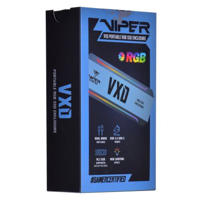 7. PATRIOT VXD SSD-Gehäuse USB 3.2 M.2 NVMe 1.3 bis zu 2 TB Aluminium RGB