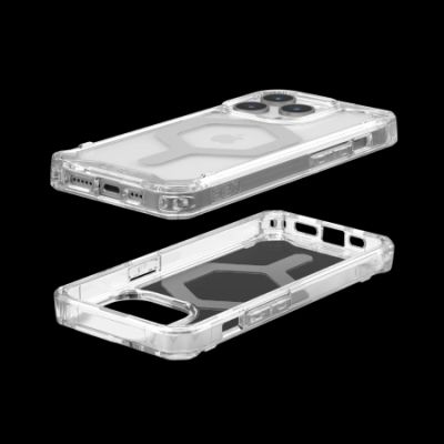 3. UAG Plyo MagSafe Hülle für iPhone 15 Pro – transparent und silber