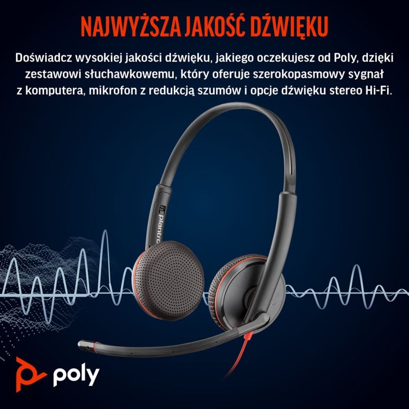 25. POLY Blackwire 3225 Stereo-USB-C-Headset + 3,5-mm-Klinkenstecker + USB-C/A-Adapter