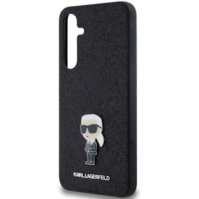 6. Karl Lagerfeld Fixed Glitter Ikonik Logo Metal Pin Hülle für Samsung Galaxy A55 – Schwarz