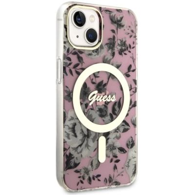 4. Guess Flower MagSafe-Hülle für iPhone 14 – Rosa