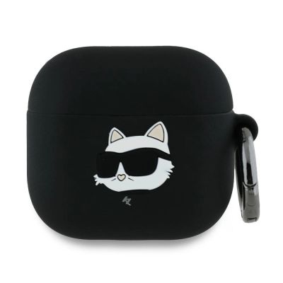 Karl Lagerfeld Silikon-Choupette-Kopf 3D-Hülle für AirPods 4 – Schwarz