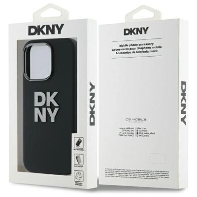 8. DKNY Liquid Silicone Metal Logo Hülle für iPhone 16 Pro Max – Schwarz